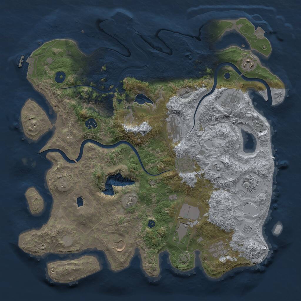 Rust Map: Procedural Map, Size: 4000, Seed: 805923569, 16 Monuments