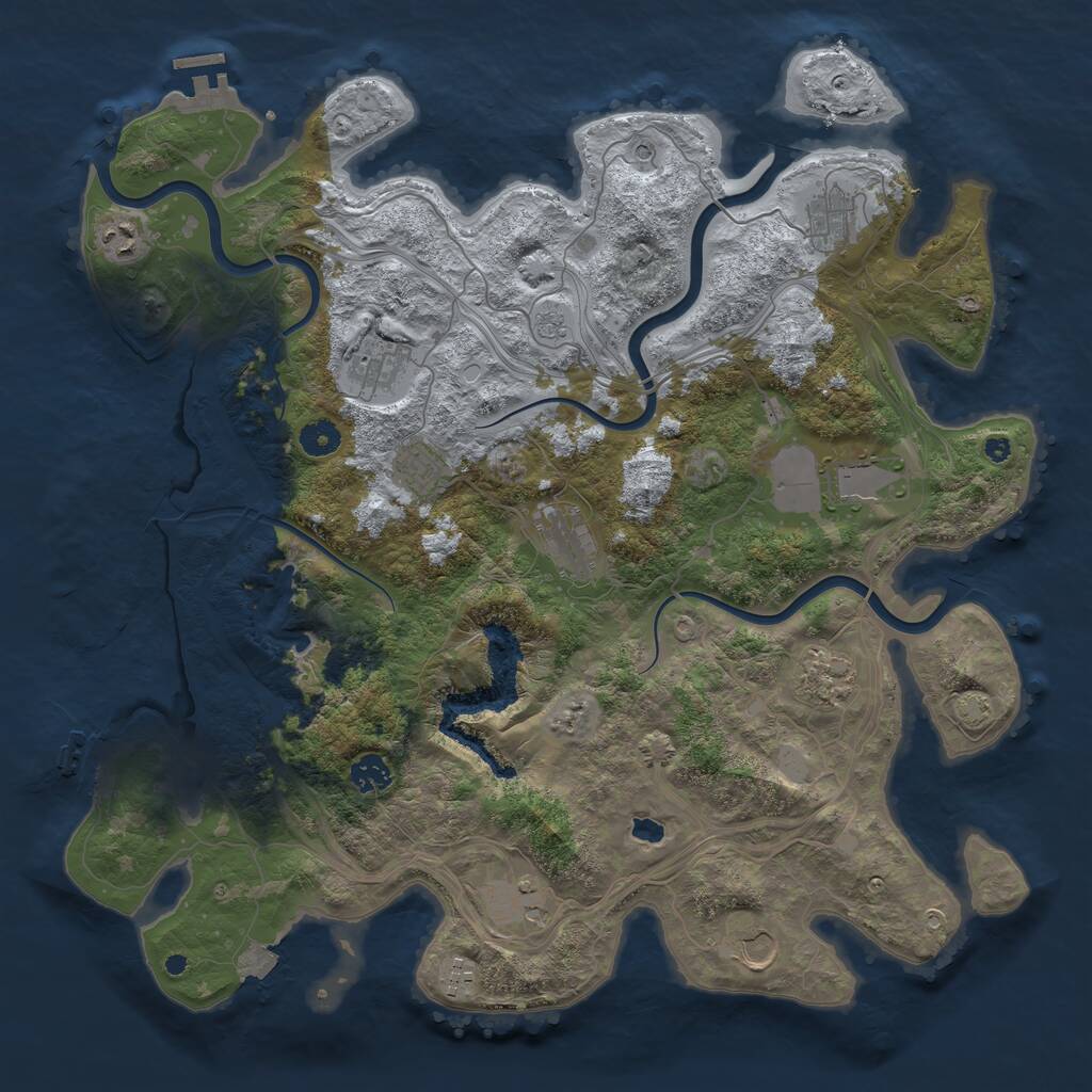 Rust Map: Procedural Map, Size: 4250, Seed: 355571706, 17 Monuments