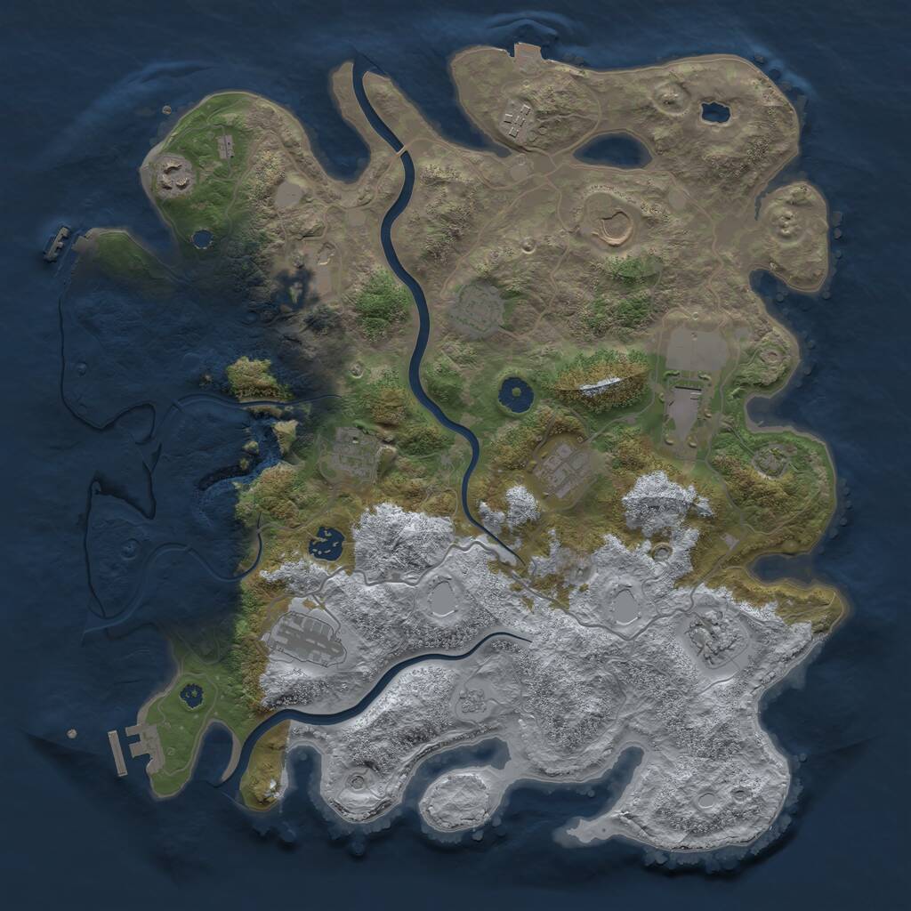 Rust Map: Procedural Map, Size: 4000, Seed: 1890145342, 17 Monuments
