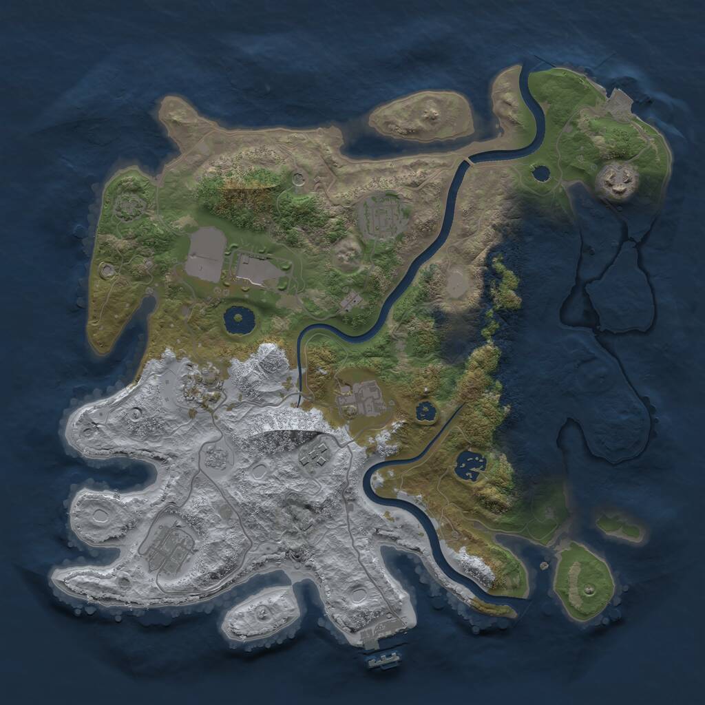 Rust Map: Procedural Map, Size: 3500, Seed: 257707698, 13 Monuments