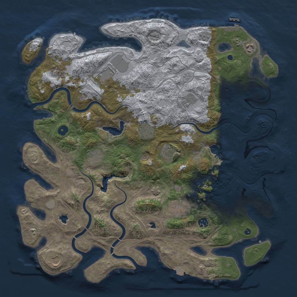 Rust Map: Procedural Map, Size: 4500, Seed: 1167873048, 17 Monuments