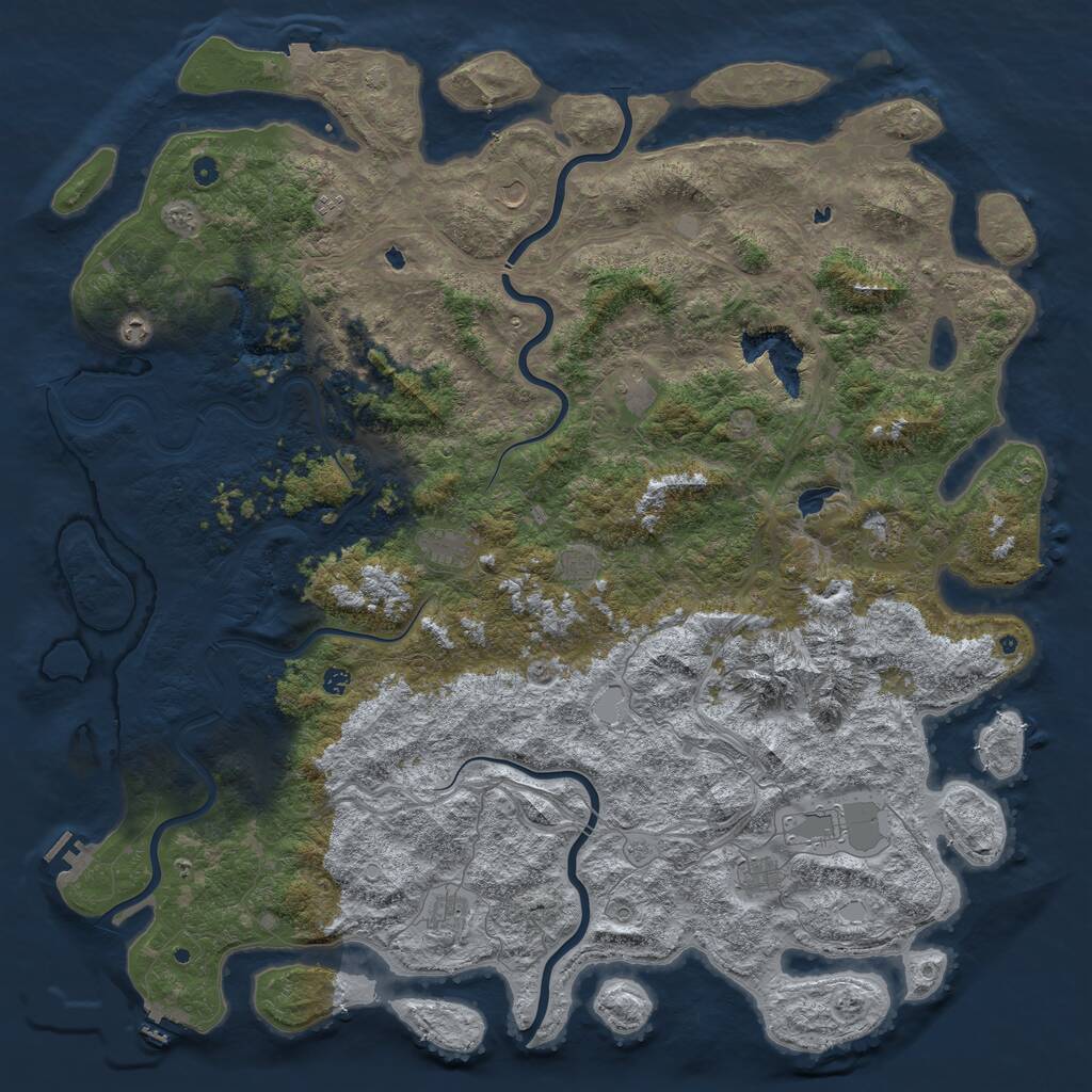 Rust Map: Procedural Map, Size: 6000, Seed: 225538313, 17 Monuments