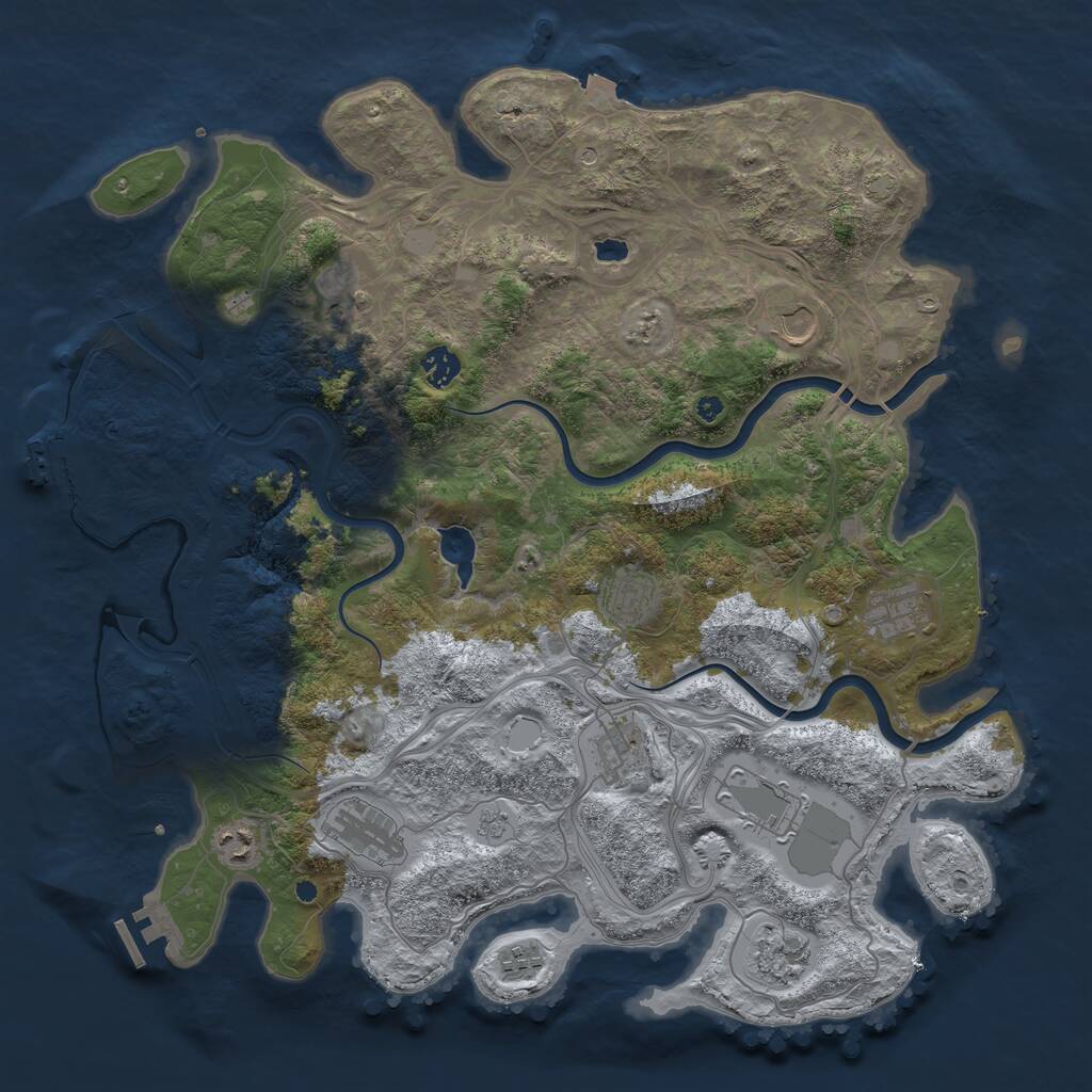 Rust Map: Procedural Map, Size: 4250, Seed: 1890145342, 17 Monuments