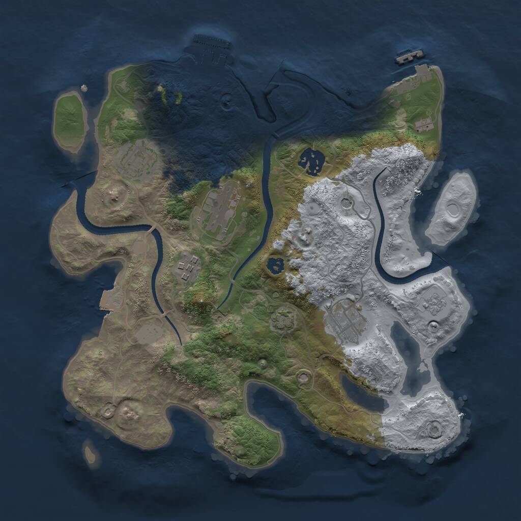 Rust Map: Procedural Map, Size: 3000, Seed: 2074414579, 11 Monuments