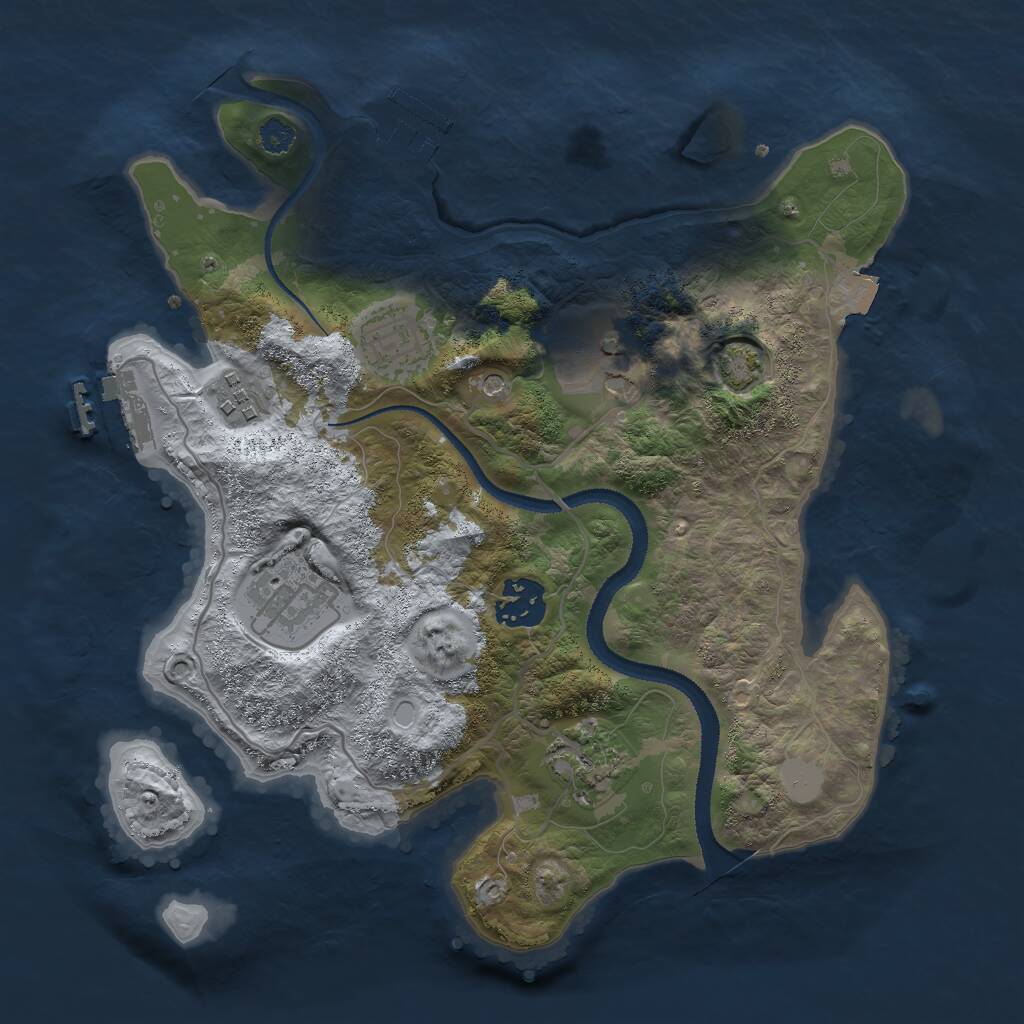Rust Map: Procedural Map, Size: 3000, Seed: 49875, 11 Monuments
