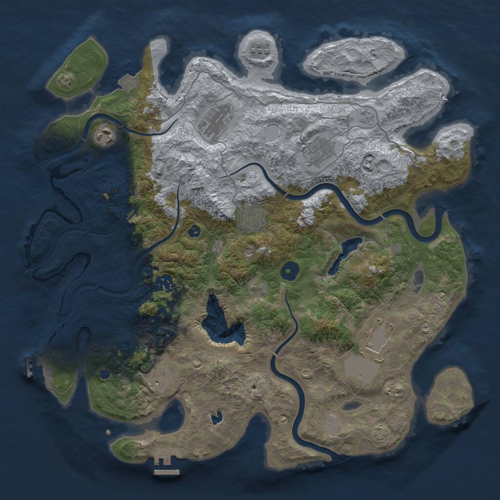 Rust Map: Procedural Map, Size: 4000, Seed: 1596356290, 14 Monuments