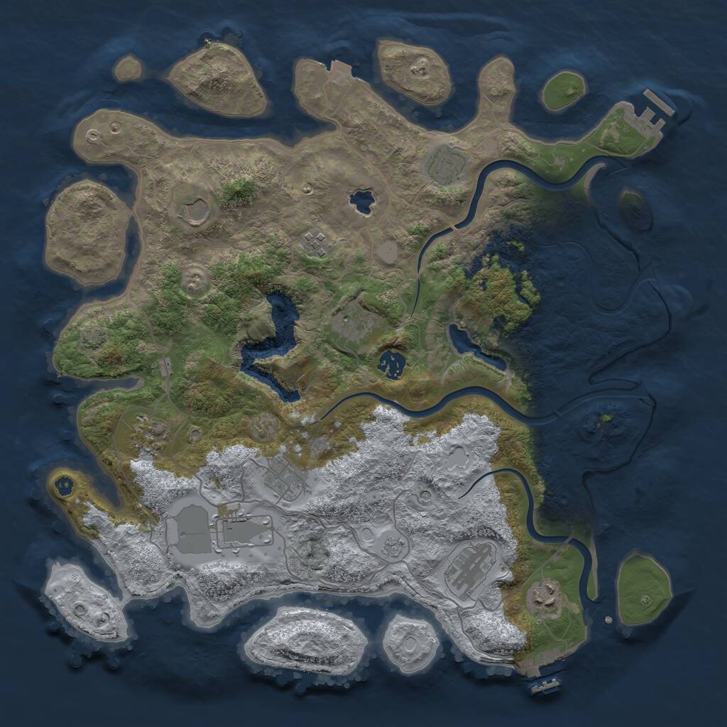 Rust Map: Procedural Map, Size: 4000, Seed: 242714261, 16 Monuments