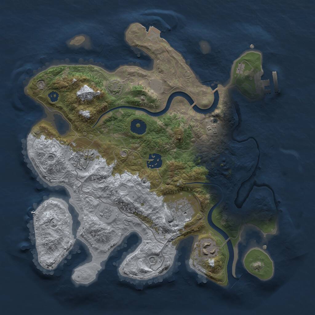 Rust Map: Procedural Map, Size: 3000, Seed: 1550264891, 10 Monuments