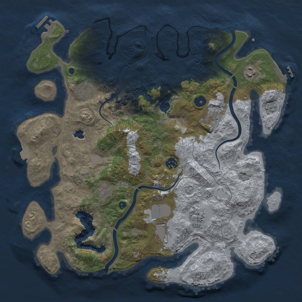 Rust Map: Procedural Map, Size: 4000, Seed: 1170860584, 14 Monuments