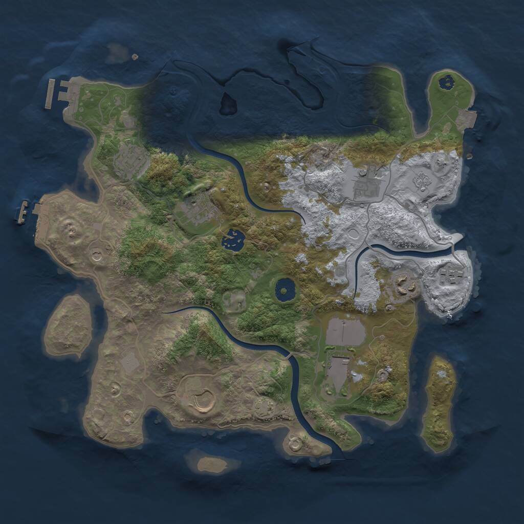 Rust Map: Procedural Map, Size: 3500, Seed: 357957776, 14 Monuments