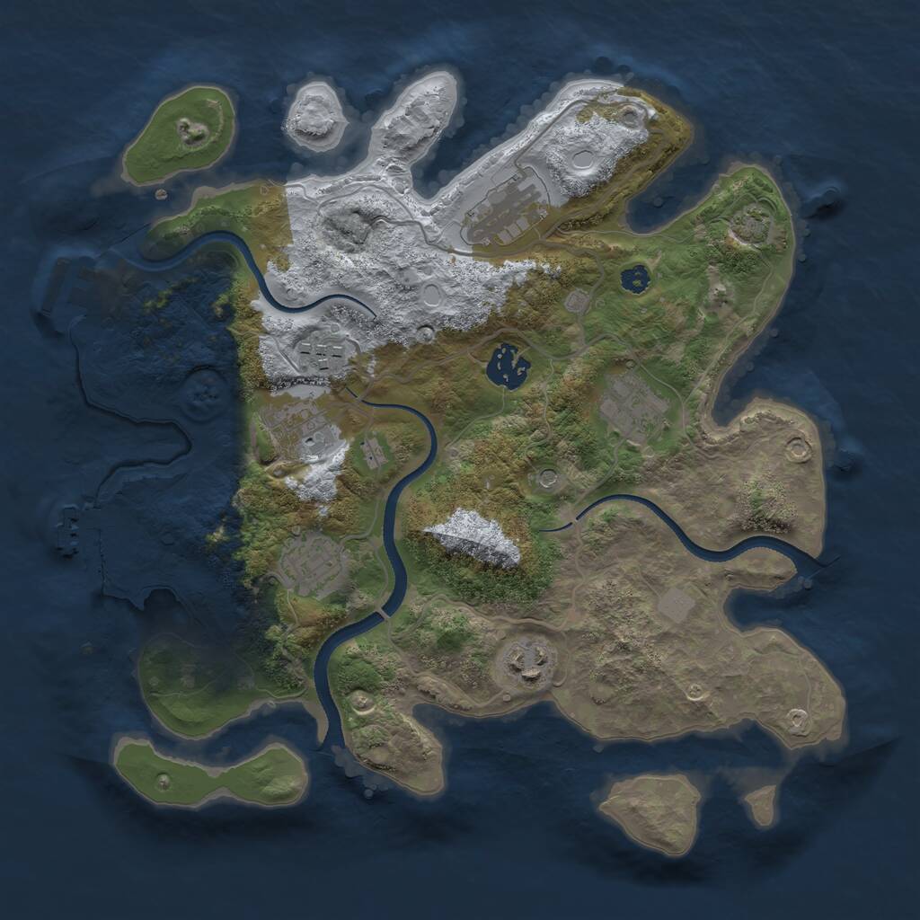 Rust Map: Procedural Map, Size: 3250, Seed: 1141848151, 12 Monuments