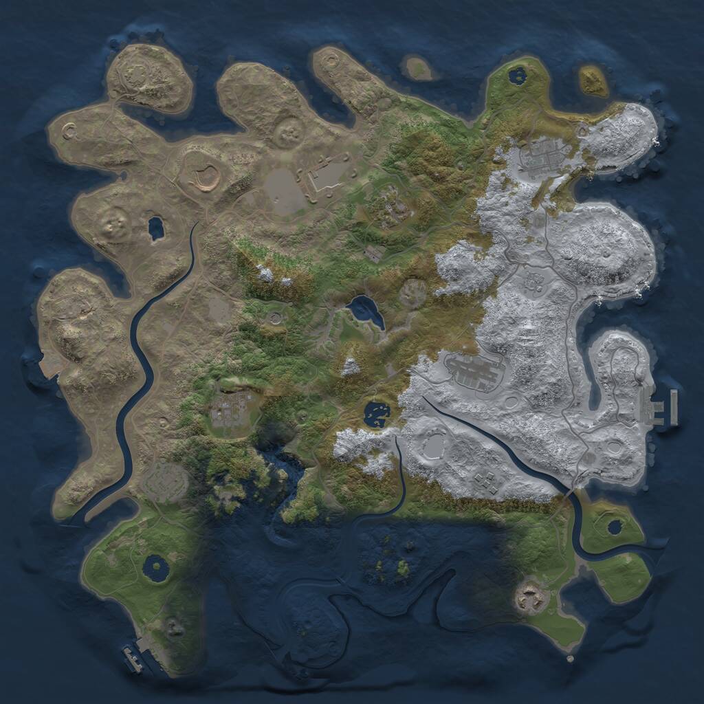 Rust Map: Procedural Map, Size: 4000, Seed: 408577150, 16 Monuments
