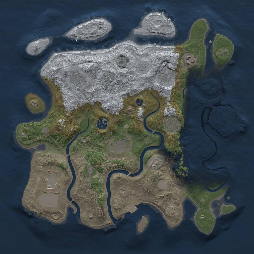 Rust Map: Procedural Map, Size: 3600, Seed: 1883249509, 13 Monuments