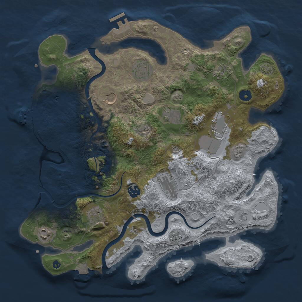 Rust Map: Procedural Map, Size: 3750, Seed: 1922612086, 16 Monuments