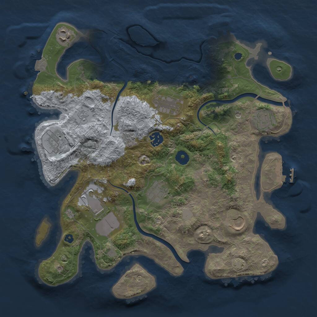 Rust Map: Procedural Map, Size: 3500, Seed: 776383056, 15 Monuments