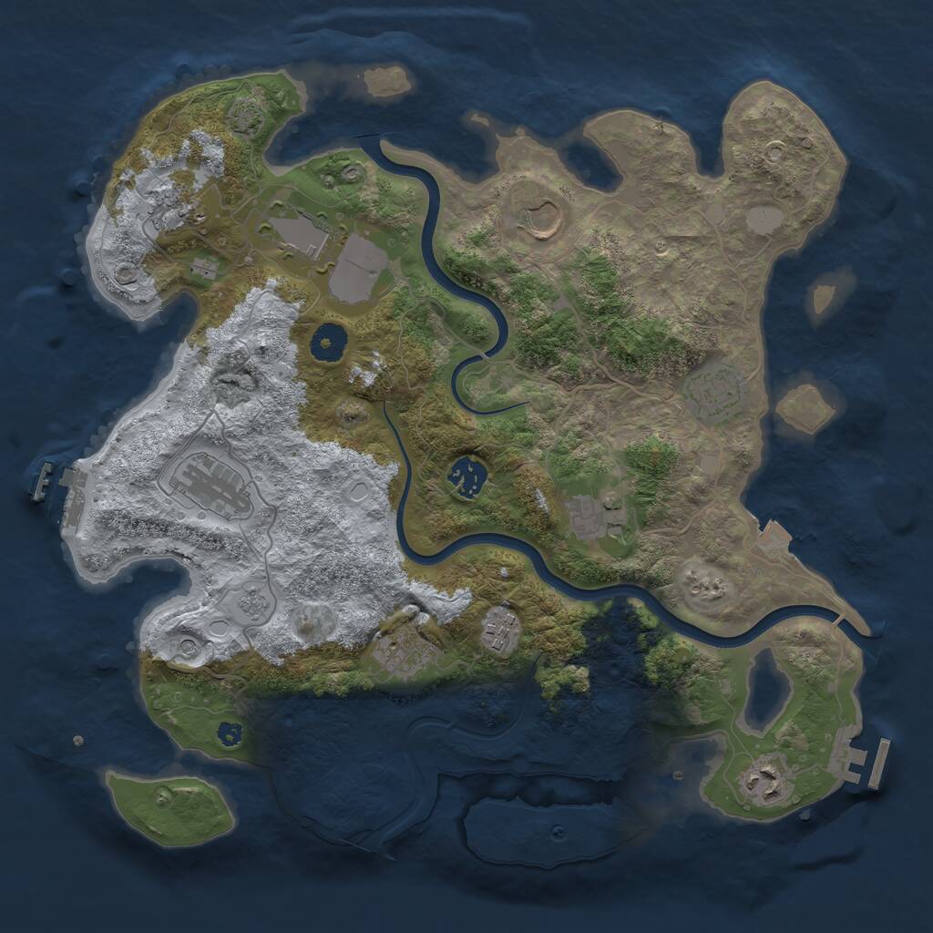 Rust Map: Procedural Map, Size: 3700, Seed: 1699499078, 16 Monuments