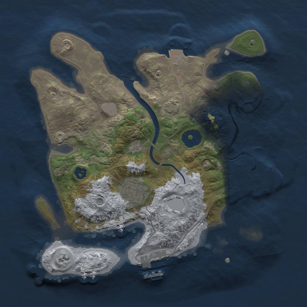 Rust Map: Procedural Map, Size: 2500, Seed: 1327939618, 5 Monuments