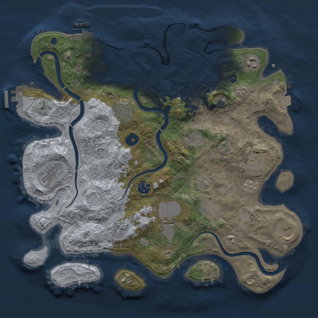 Rust Map: Procedural Map, Size: 3750, Seed: 922973993, 17 Monuments