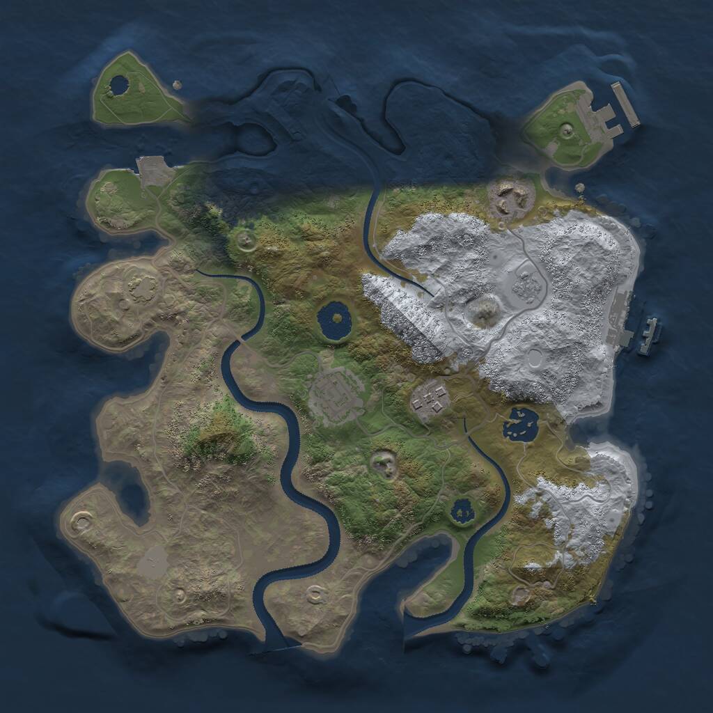 Rust Map: Procedural Map, Size: 3000, Seed: 1026890781, 9 Monuments