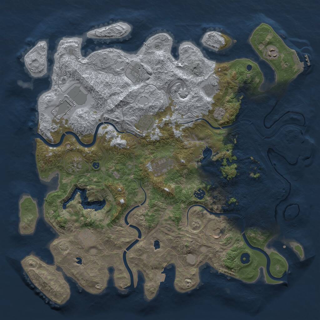 Rust Map: Procedural Map, Size: 4500, Seed: 341609925, 17 Monuments