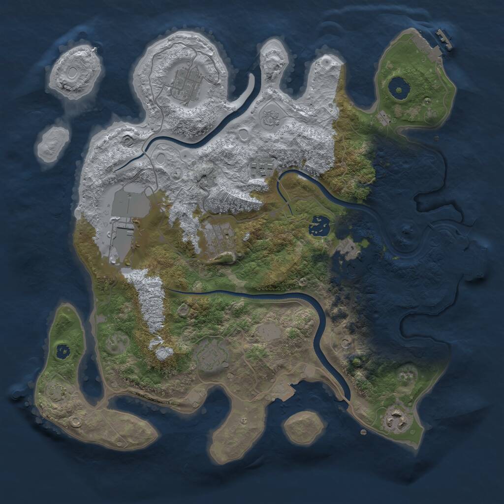 Rust Map: Procedural Map, Size: 3500, Seed: 623051, 14 Monuments