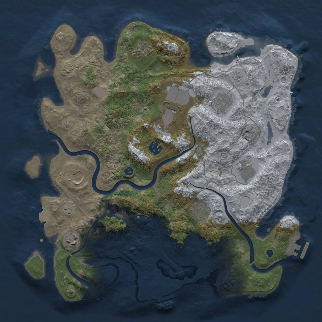 Rust Map: Procedural Map, Size: 3700, Seed: 35234346, 15 Monuments