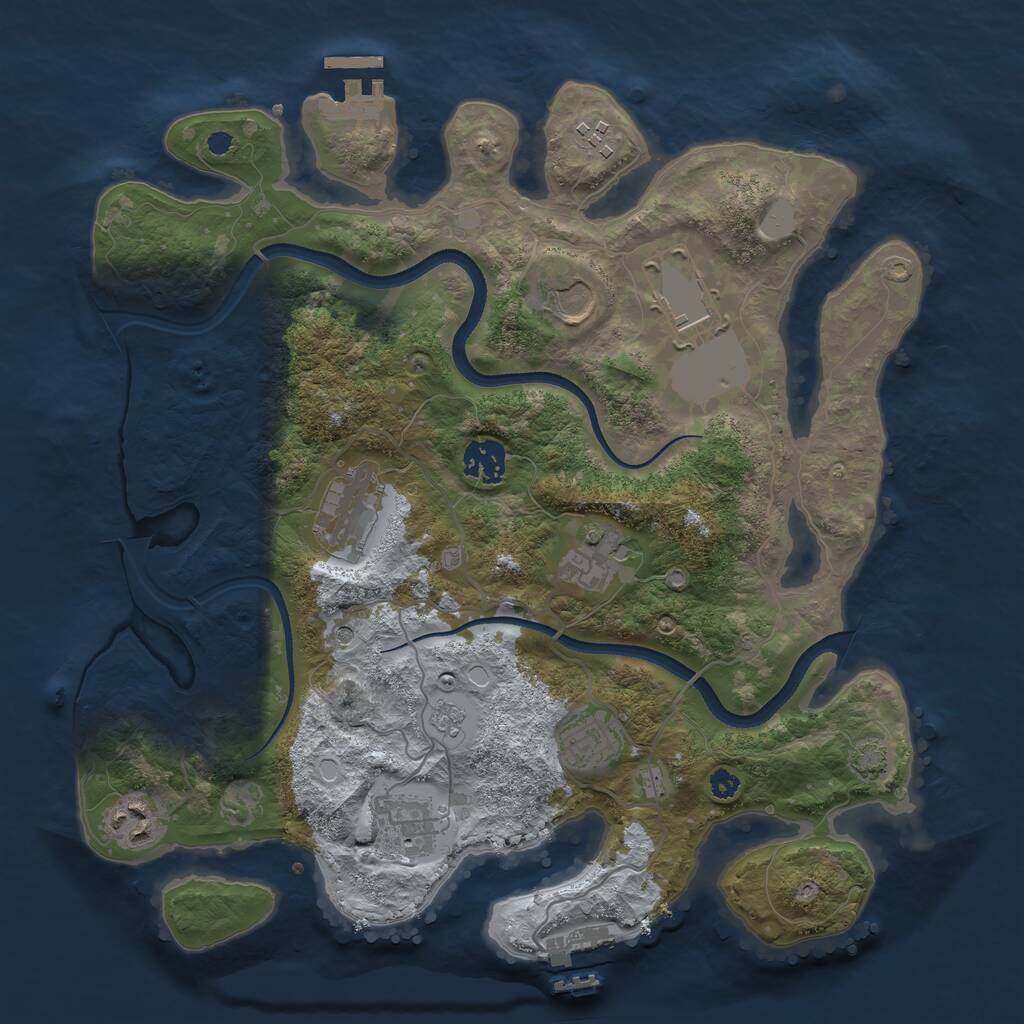 Rust Map: Procedural Map, Size: 3500, Seed: 16141, 15 Monuments