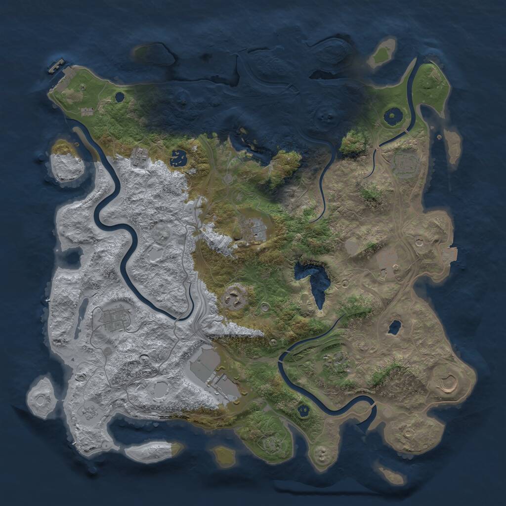 Rust Map: Procedural Map, Size: 4250, Seed: 857331385, 16 Monuments