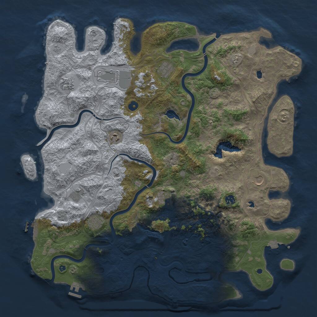 Rust Map: Procedural Map, Size: 4900, Seed: 972343246, 16 Monuments