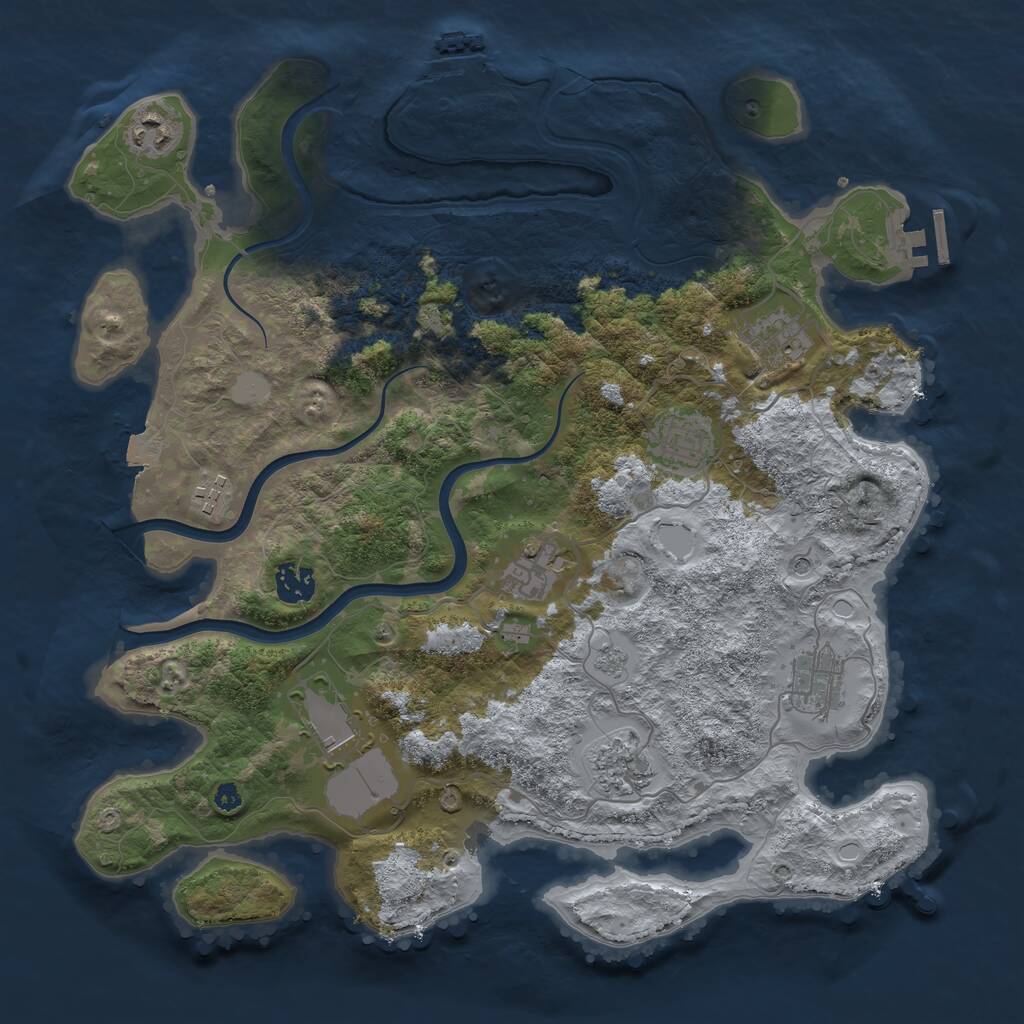 Rust Map: Procedural Map, Size: 3750, Seed: 750042239, 15 Monuments