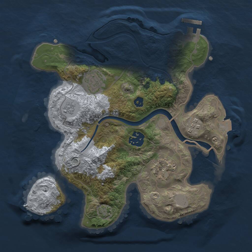Rust Map: Procedural Map, Size: 2500, Seed: 122323, 8 Monuments