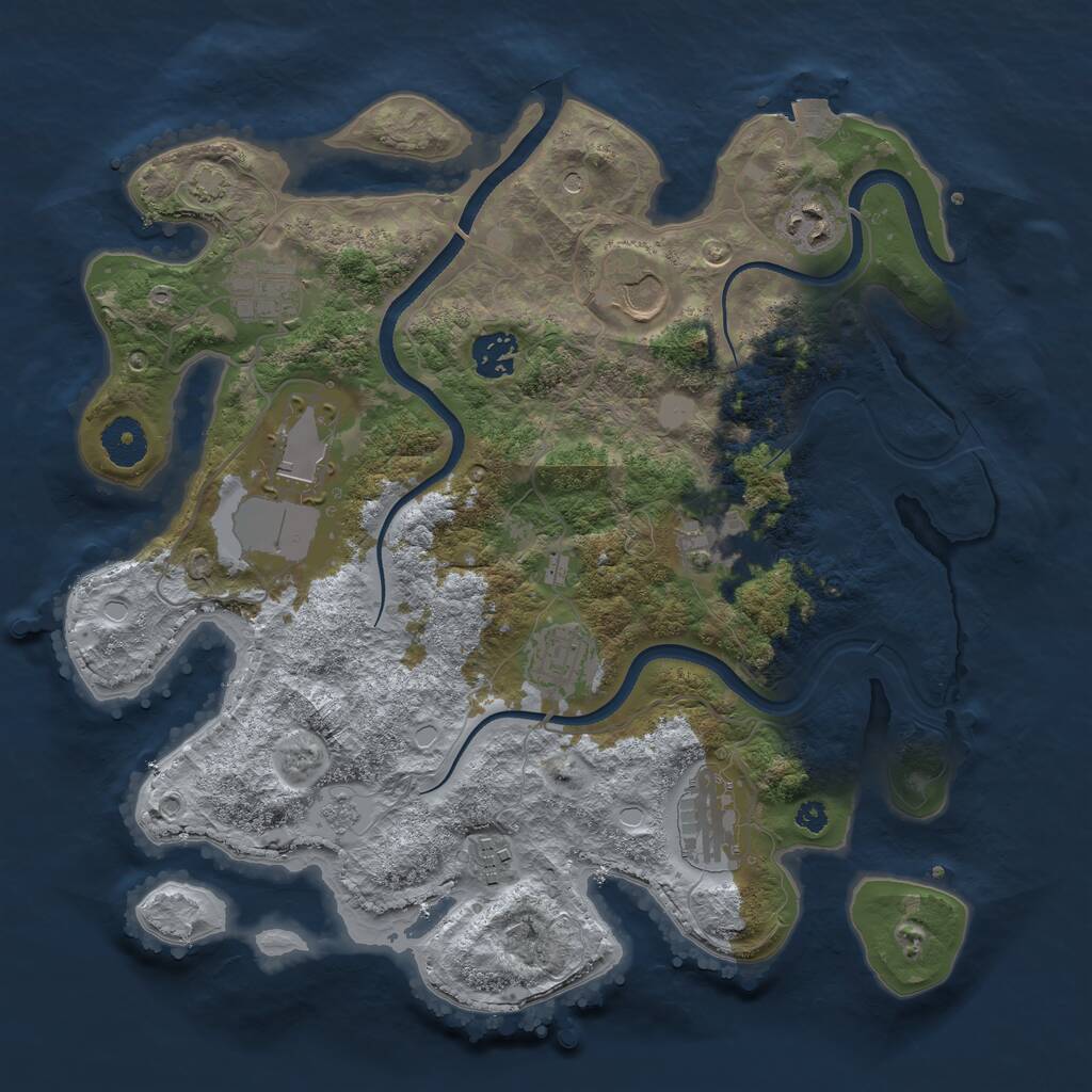 Rust Map: Procedural Map, Size: 3500, Seed: 457984137, 13 Monuments