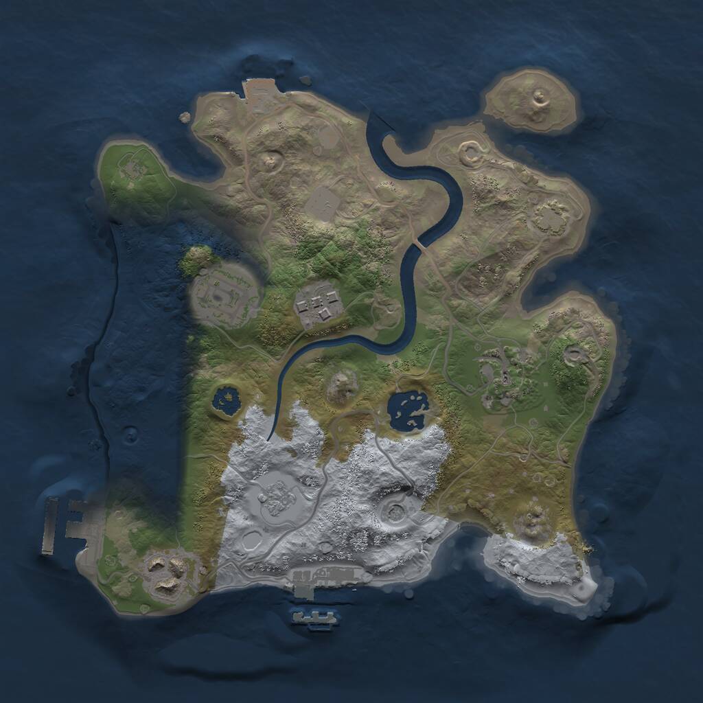 Rust Map: Procedural Map, Size: 2500, Seed: 733041639, 11 Monuments