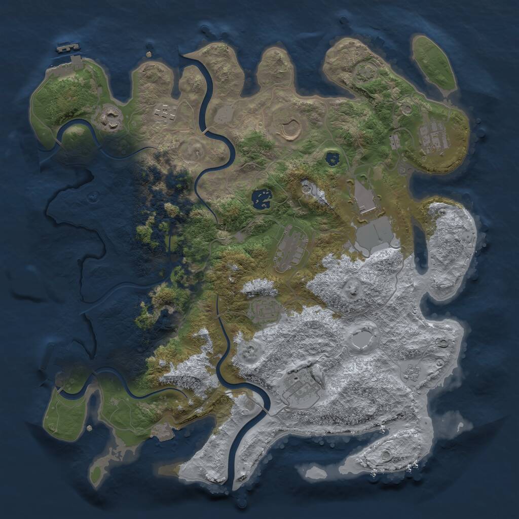 Rust Map: Procedural Map, Size: 3700, Seed: 437600195, 15 Monuments