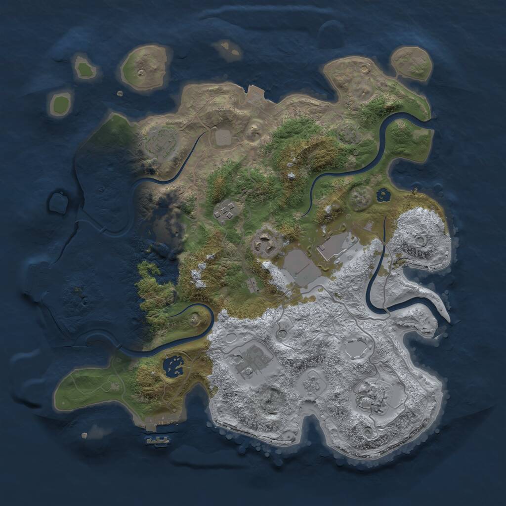 Rust Map: Procedural Map, Size: 3500, Seed: 4267, 14 Monuments