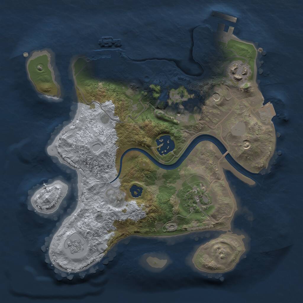 Rust Map: Procedural Map, Size: 2400, Seed: 3974, 9 Monuments