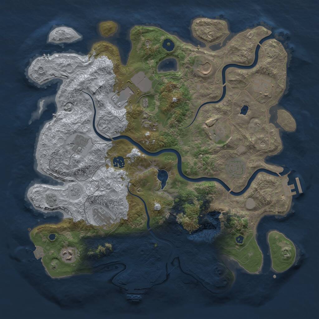 Rust Map: Procedural Map, Size: 4000, Seed: 726432945, 17 Monuments