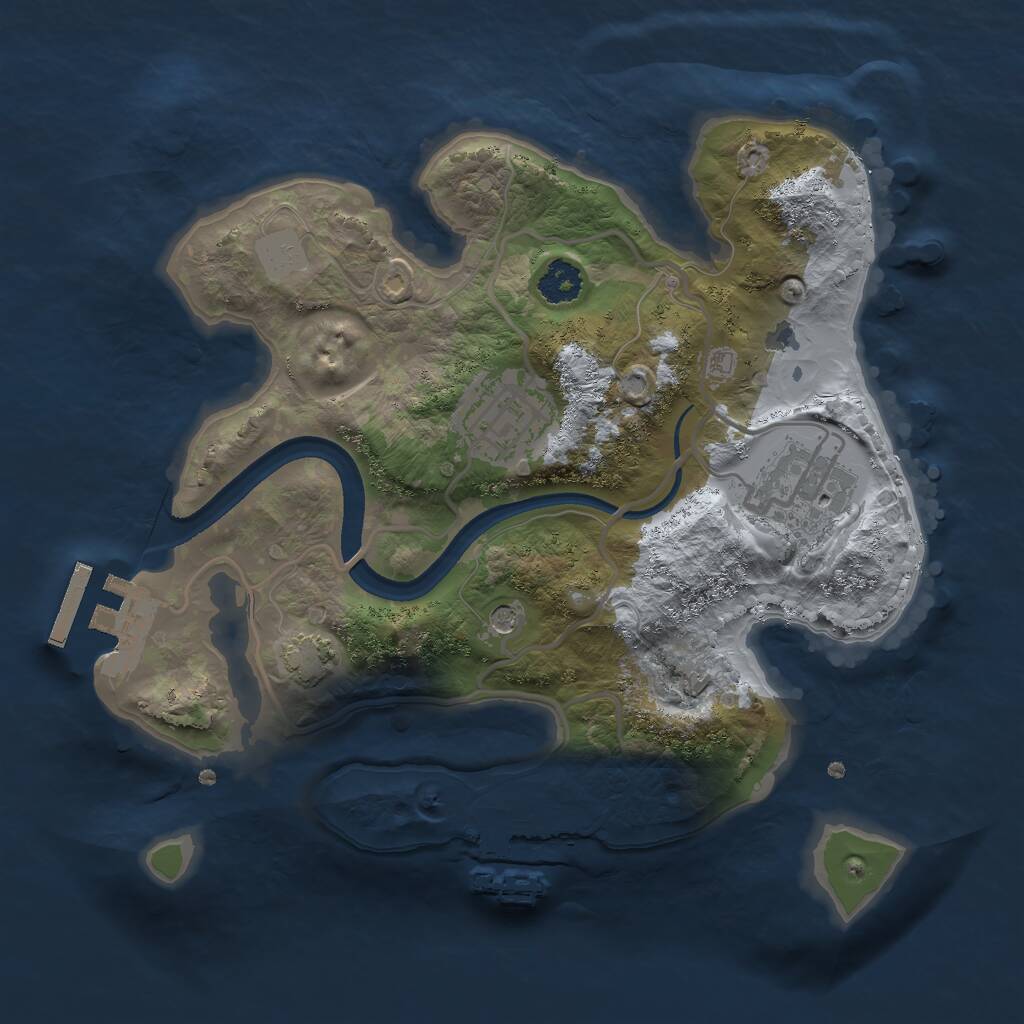 Rust Map: Procedural Map, Size: 2400, Seed: 3874, 7 Monuments