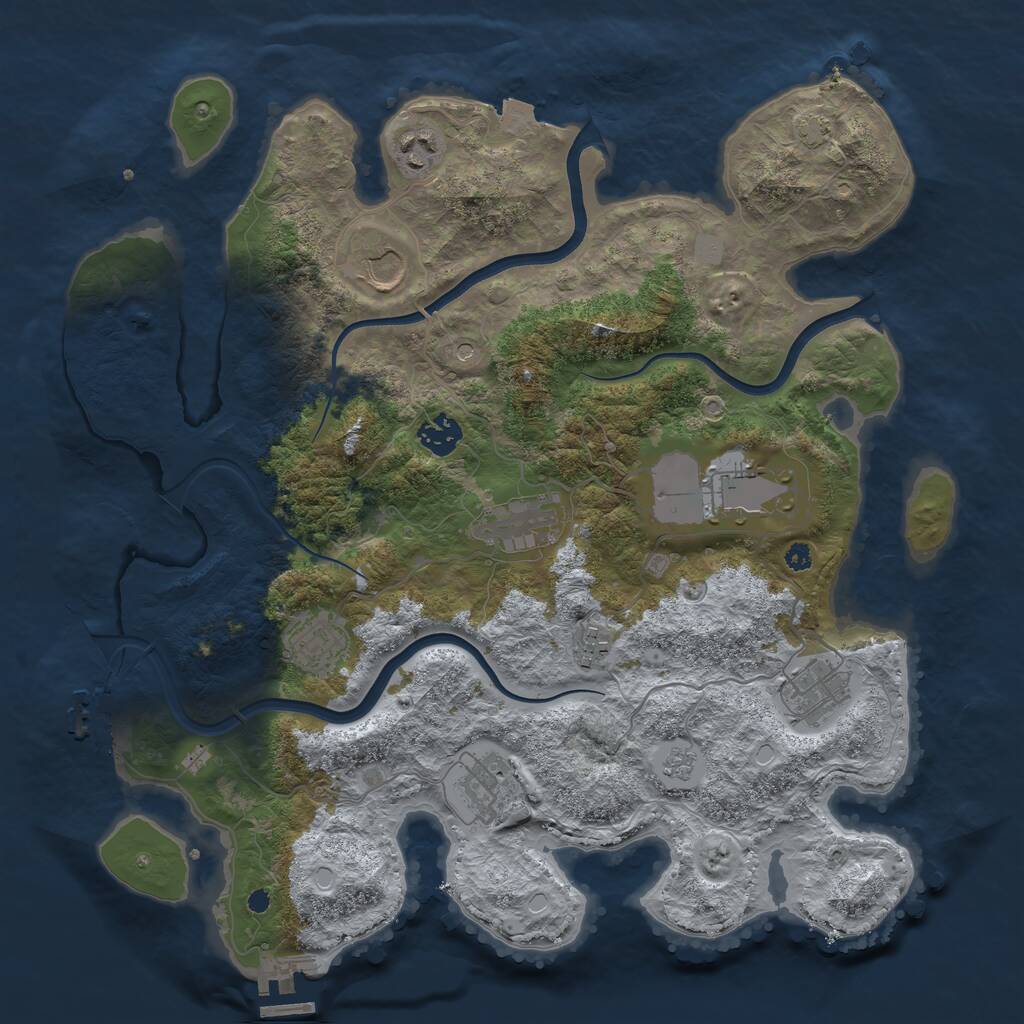 Rust Map: Procedural Map, Size: 3750, Seed: 411655689, 15 Monuments