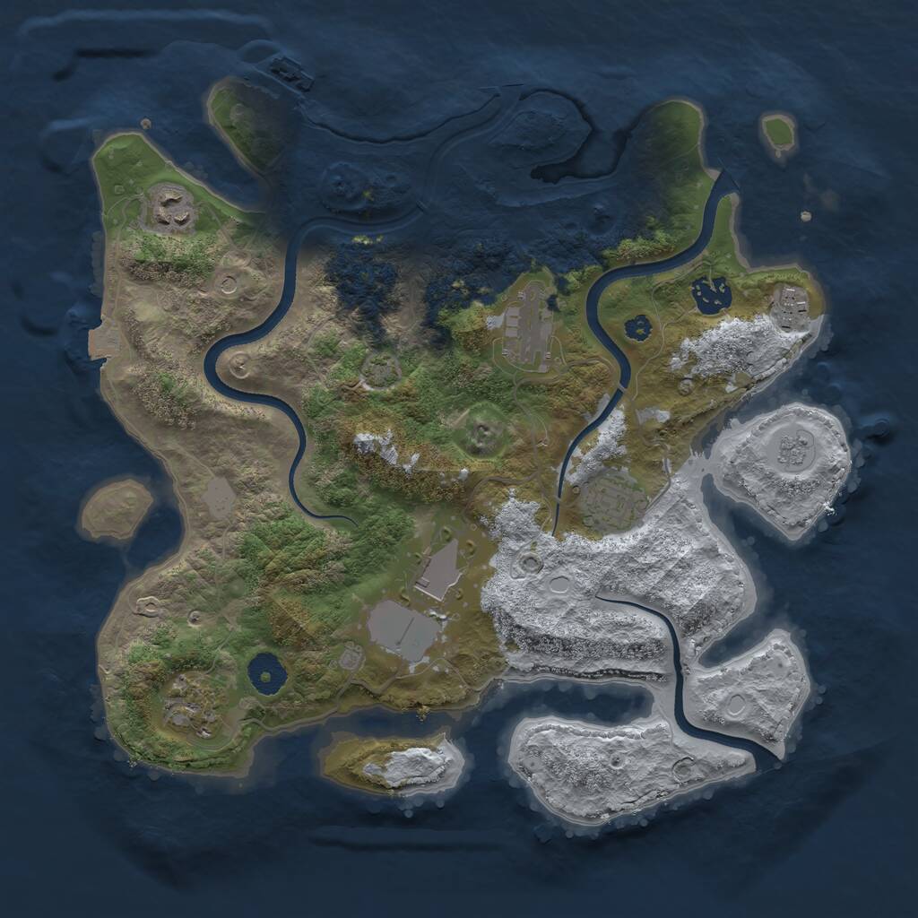 Rust Map: Procedural Map, Size: 3500, Seed: 1420805976, 12 Monuments