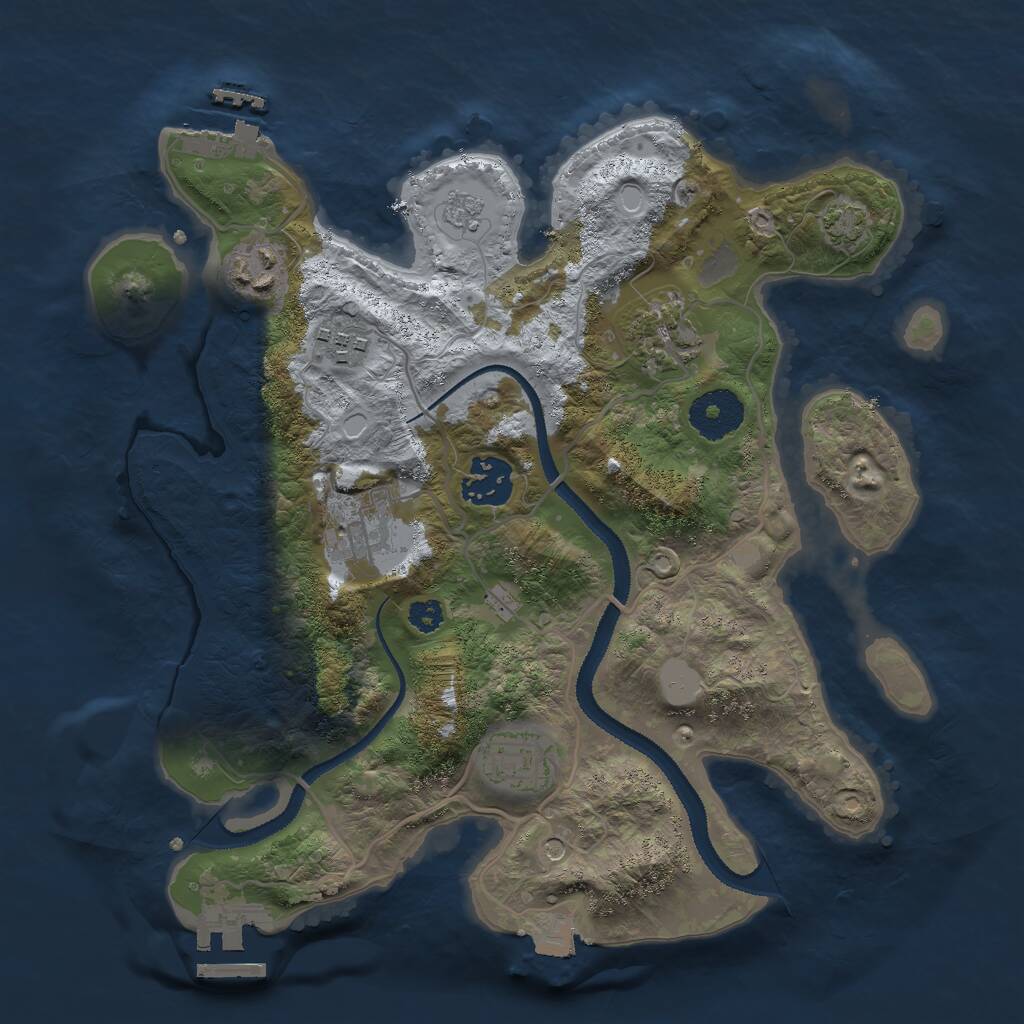 Rust Map: Procedural Map, Size: 3000, Seed: 1765891009, 12 Monuments