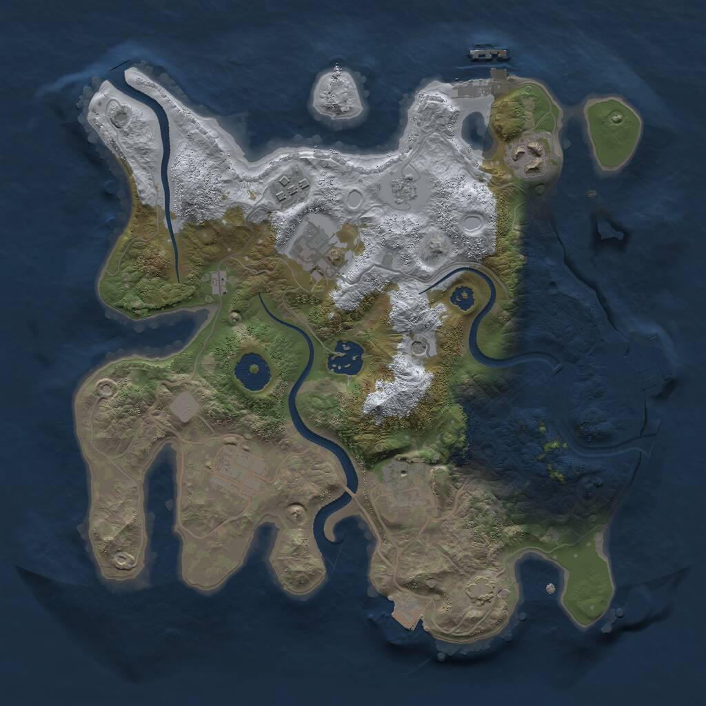 Rust Map: Procedural Map, Size: 3000, Seed: 1097501715, 12 Monuments