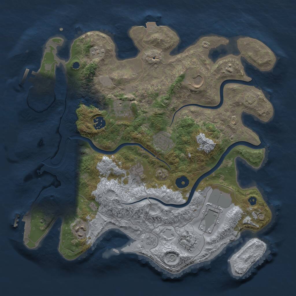 Rust Map: Procedural Map, Size: 3500, Seed: 1044929417, 15 Monuments