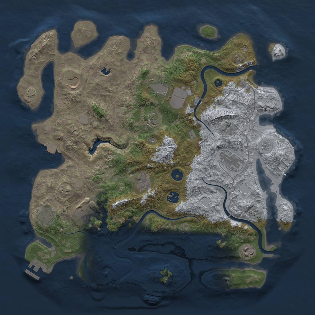 Rust Map: Procedural Map, Size: 4000, Seed: 46747895, 16 Monuments