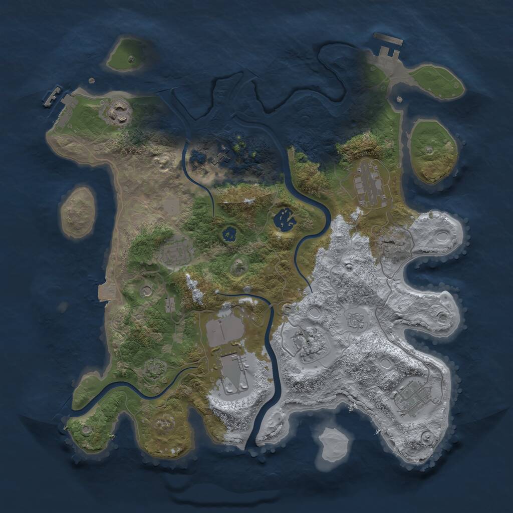 Rust Map: Procedural Map, Size: 3500, Seed: 1007689521, 14 Monuments