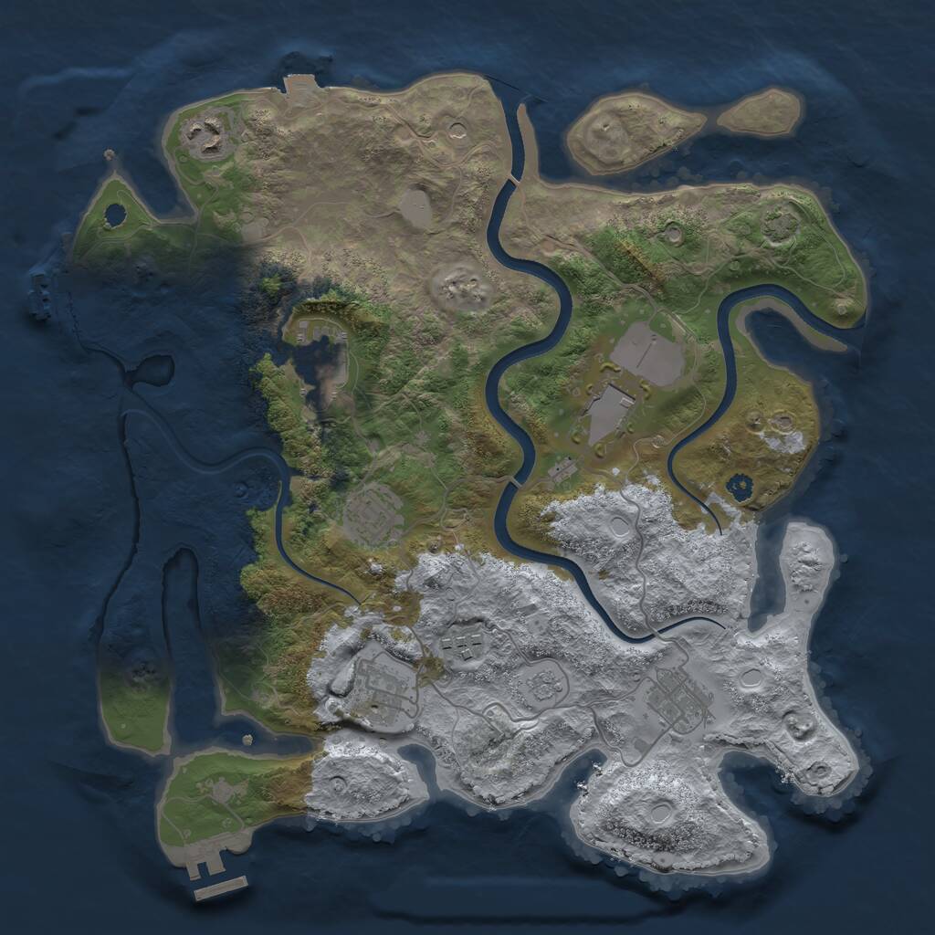 Rust Map: Procedural Map, Size: 3500, Seed: 33921, 13 Monuments