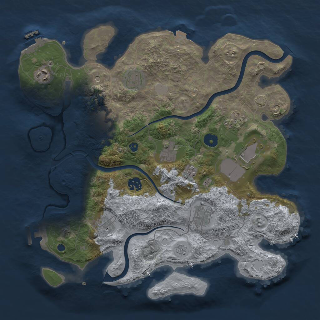Rust Map: Procedural Map, Size: 3500, Seed: 3781, 16 Monuments