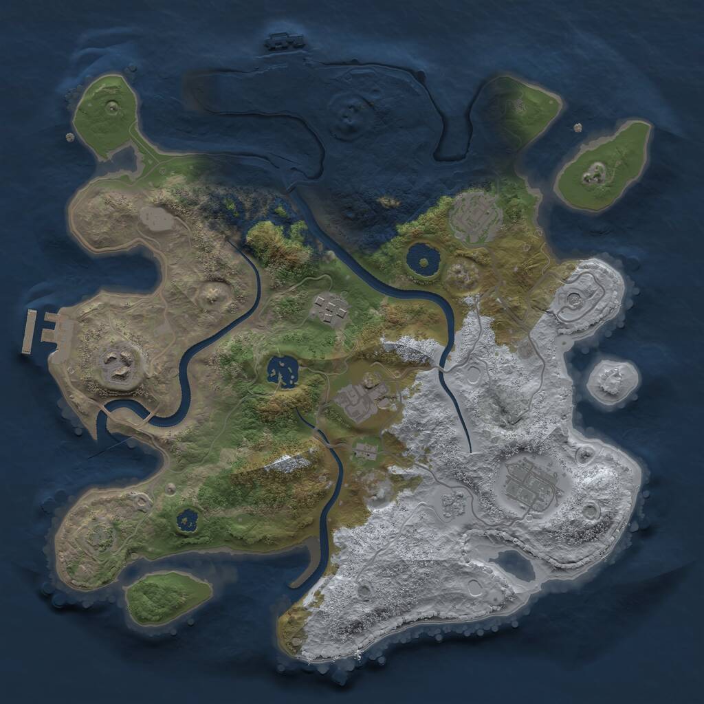 Rust Map: Procedural Map, Size: 3200, Seed: 48441, 12 Monuments