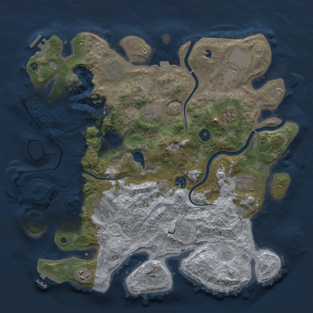 Rust Map: Procedural Map, Size: 4000, Seed: 2028689019, 16 Monuments
