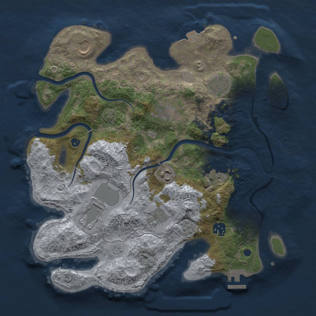 Rust Map: Procedural Map, Size: 3500, Seed: 90045547, 14 Monuments